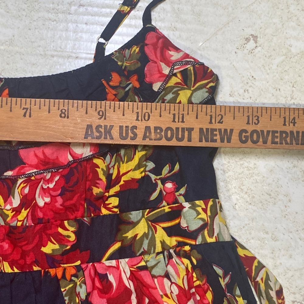 Xhilaration Womens Floral Cotton Sundress Navy Blue Ruffle Spaghetti Strap Small - Picture 5 of 8